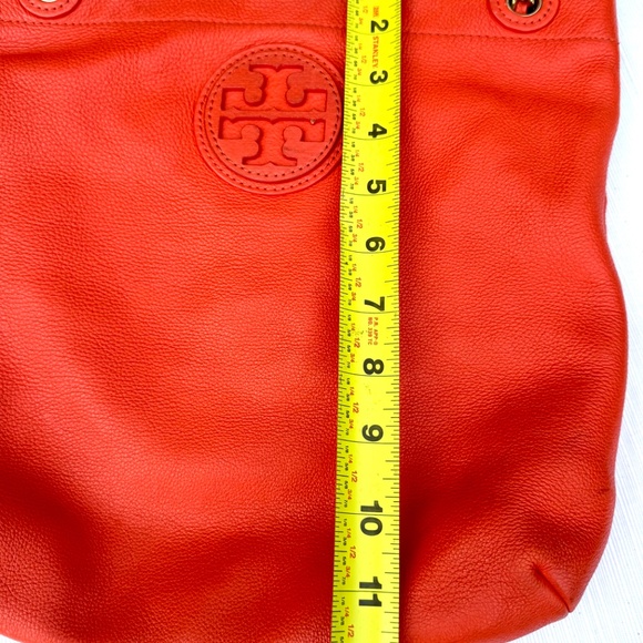 Tory Burch Rare MARION Leather Book Bag with Chain Orange - Picture 5 of 10